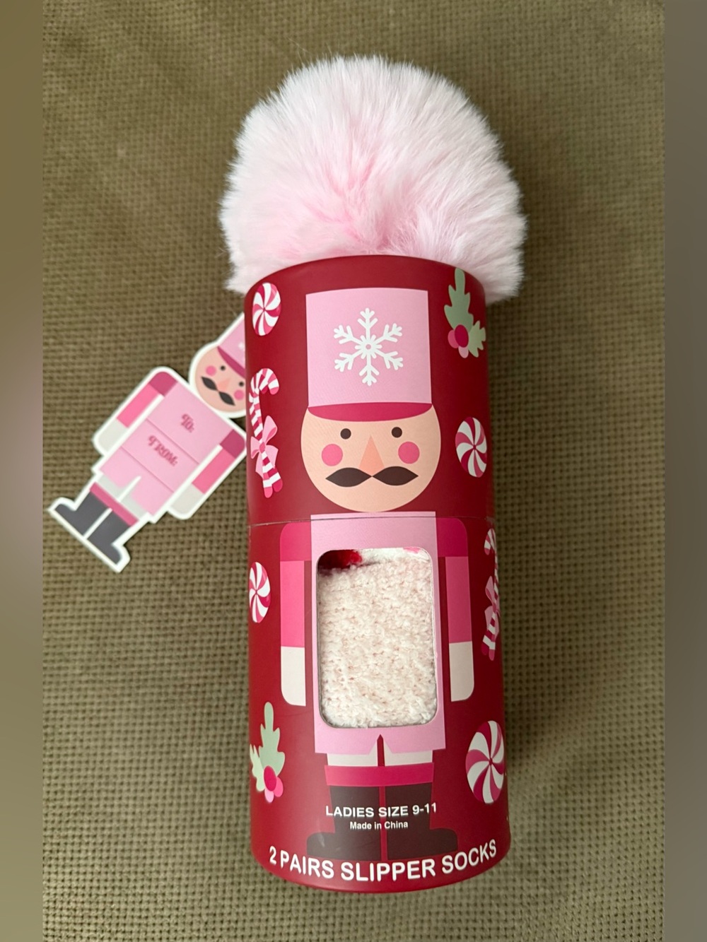 Plush Pink Nutcracker Slipper Socks - 2 Pairs